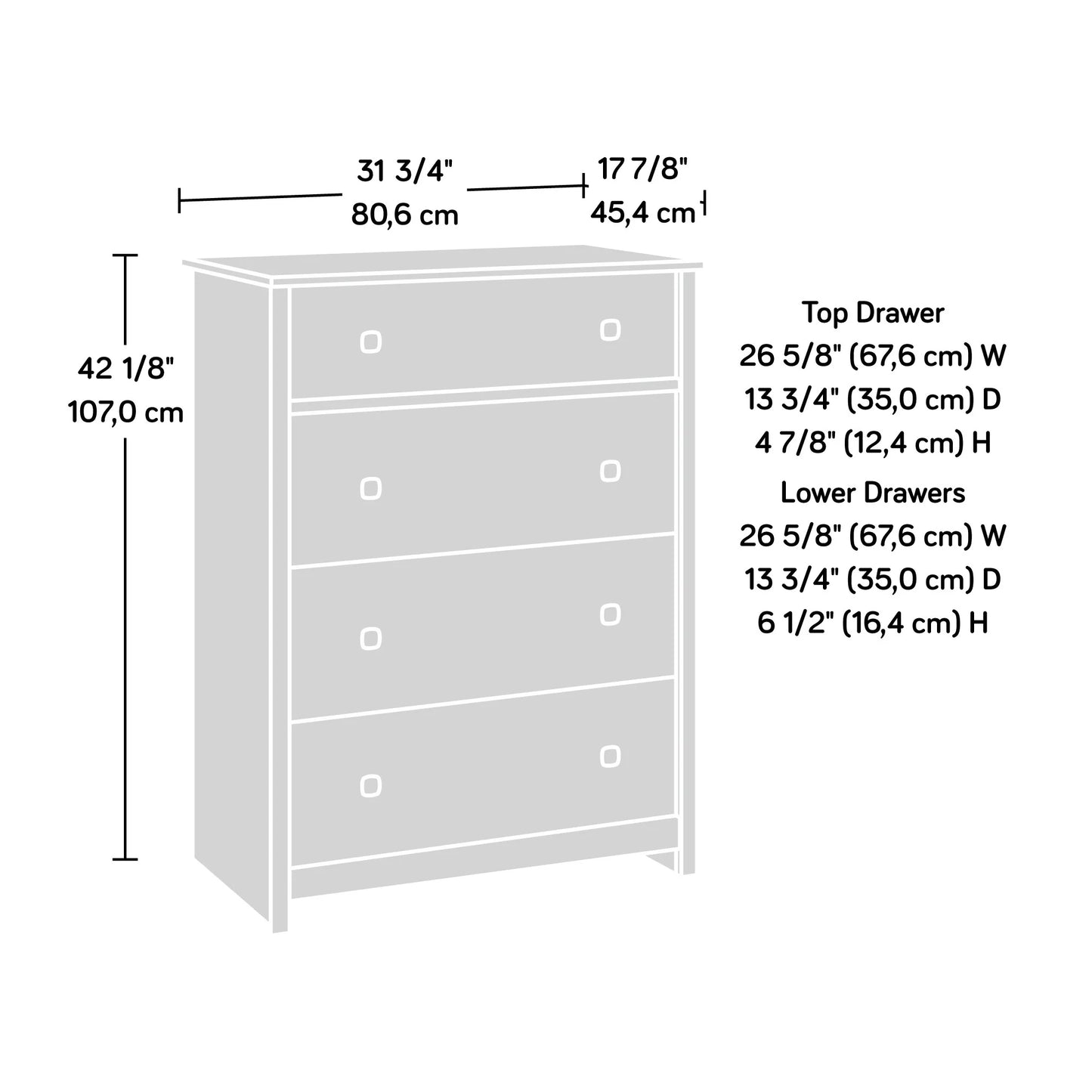 River Ranch 4- Drawer Dresser | White Plank Finish Bedroom Chest