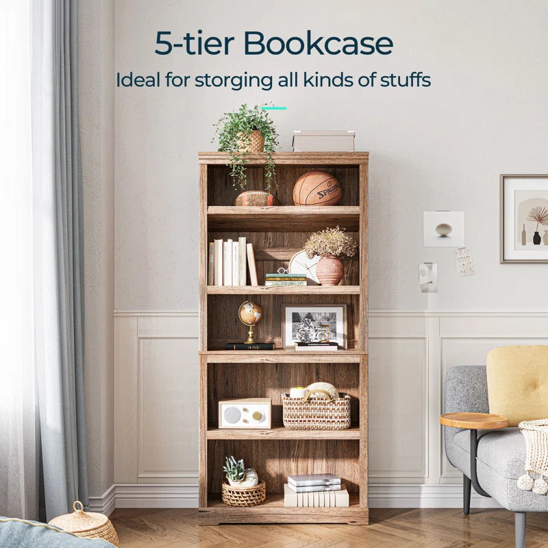 Kiwako Bookcase | Modern 5-Tier Open Storage Shelf