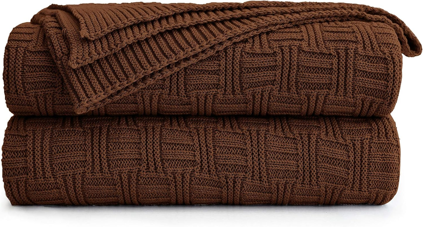 Charcoal Grey Cotton Throw Blanket for Couch Sofa Bed - Home Decorative Soft Cozy Sweater Fall Cable Knit Blankets -Dark Gray 2.2 Pounds 50 X 60 Inch