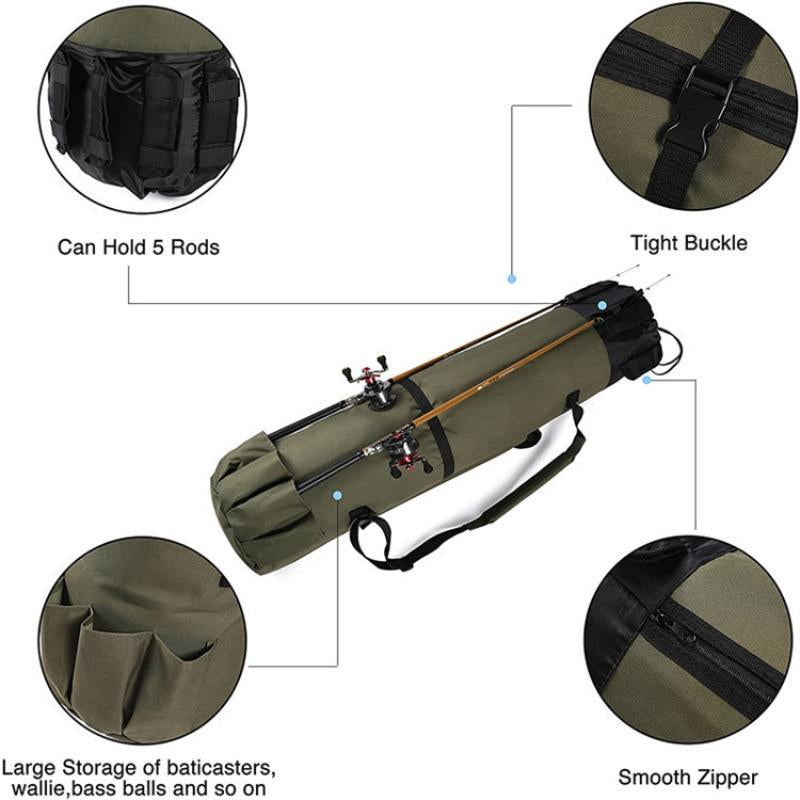 Multi-Function Fishing Pole Bag, Portable Fishing Tool Organizing Bag, Outdoor Fishing Accessory