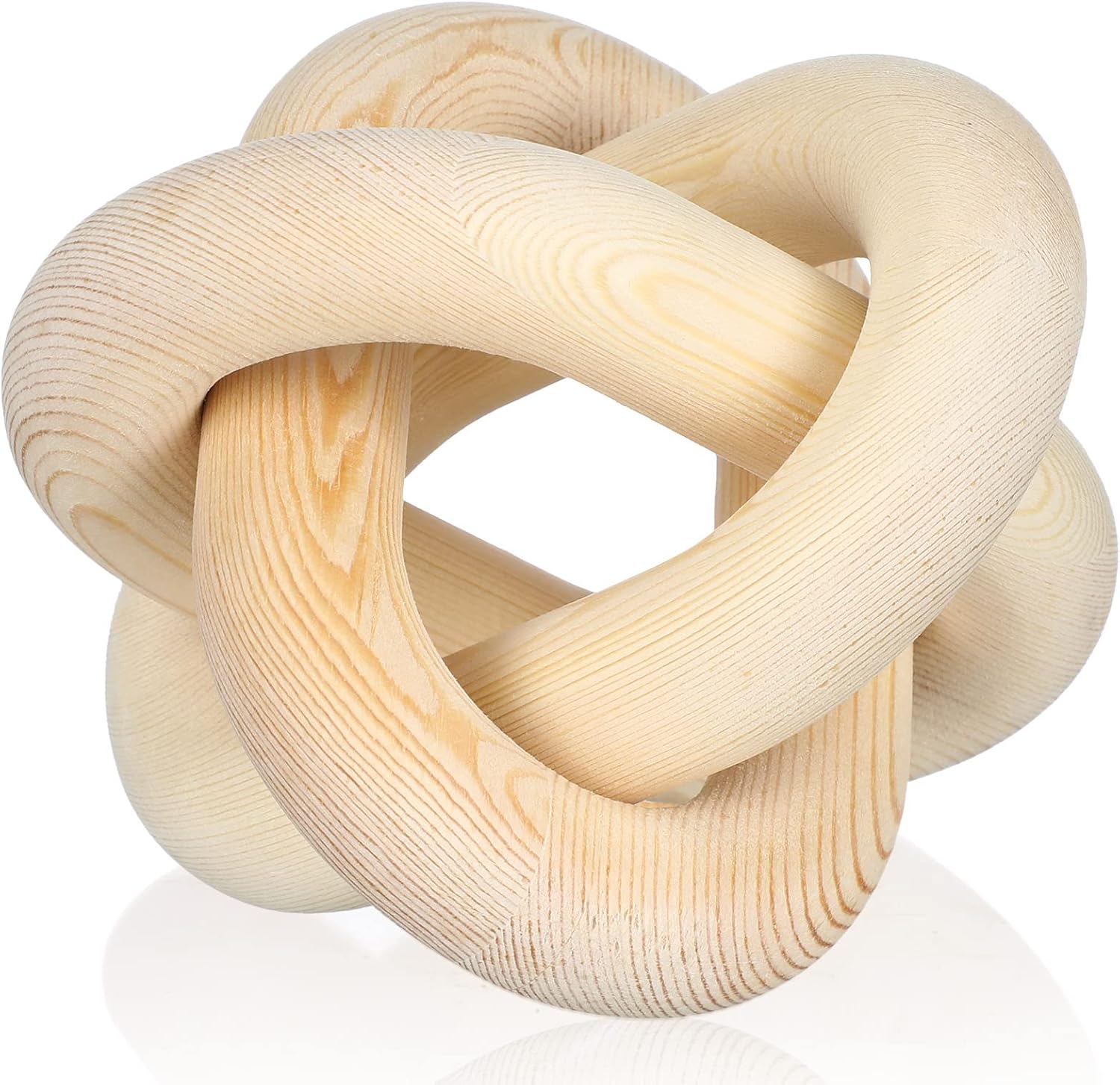 3 Link Wood Knot Decor | Hand-Carved Boho Coffee Table & Shelf Decoration, Rustic Modern Home Accent