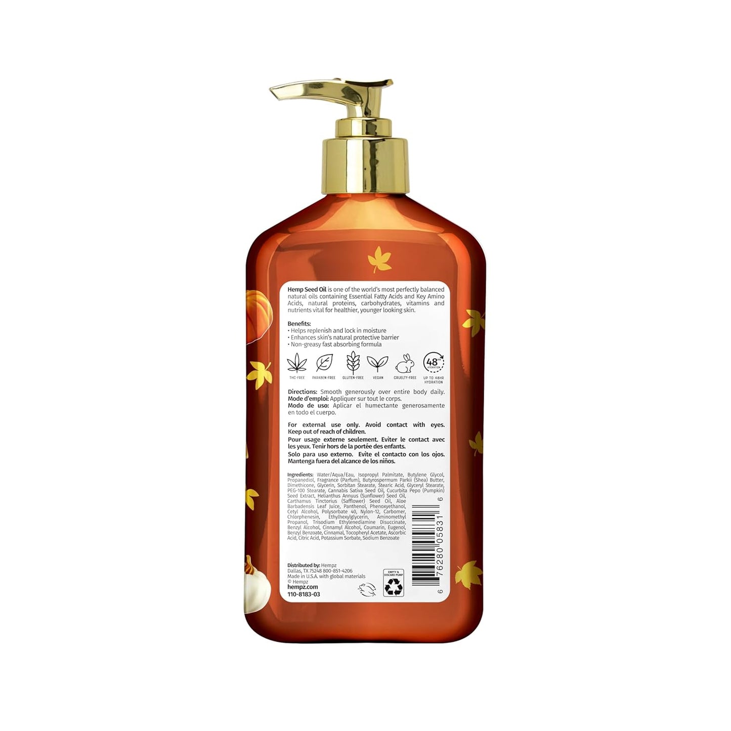 Hempz Fall Body Lotion 2-Pack – Pumpkin Pie & Caramel Apple Moisturizers, 17 Oz Duo | Seasonal Skincare & Gift Set