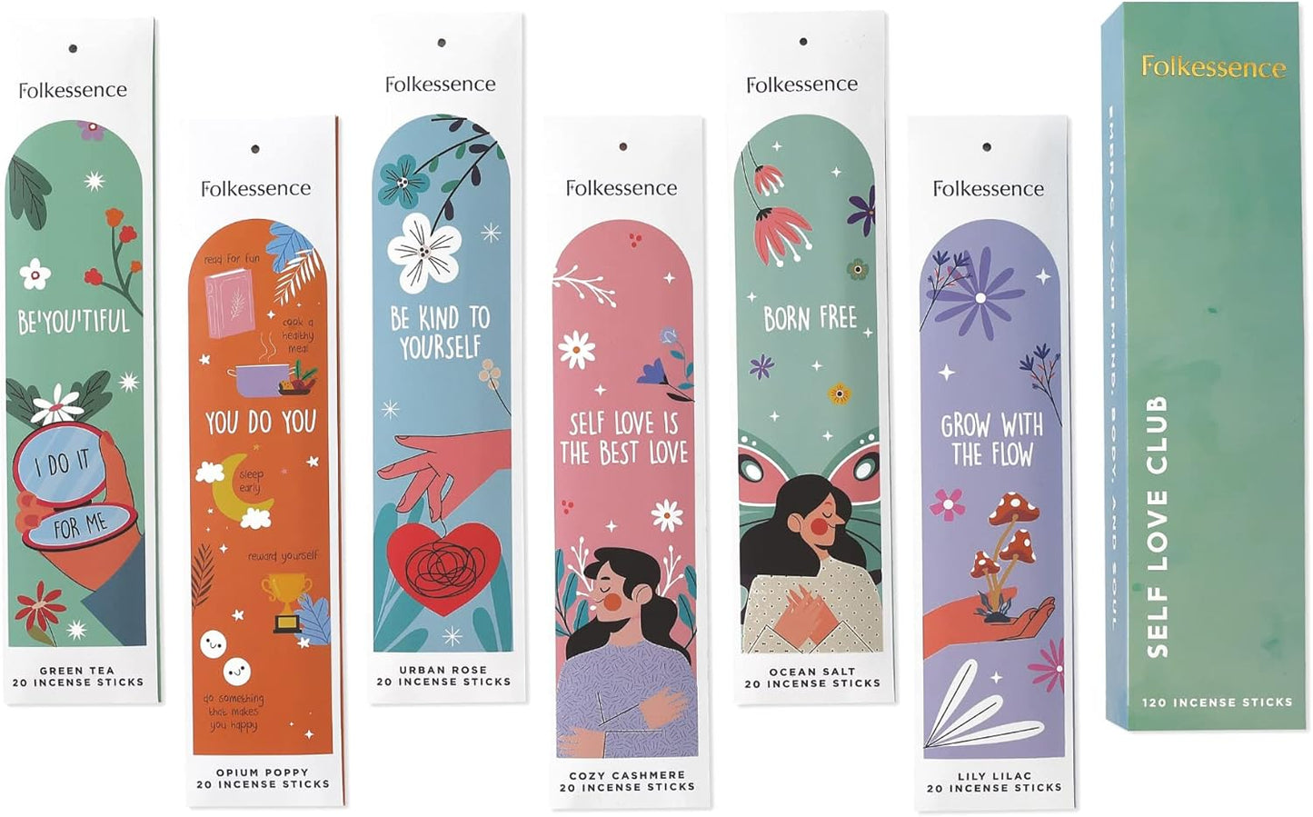 Incense Sticks Set of 6 | 120 Long-Lasting Natural Fragrance Sticks Variety Pack