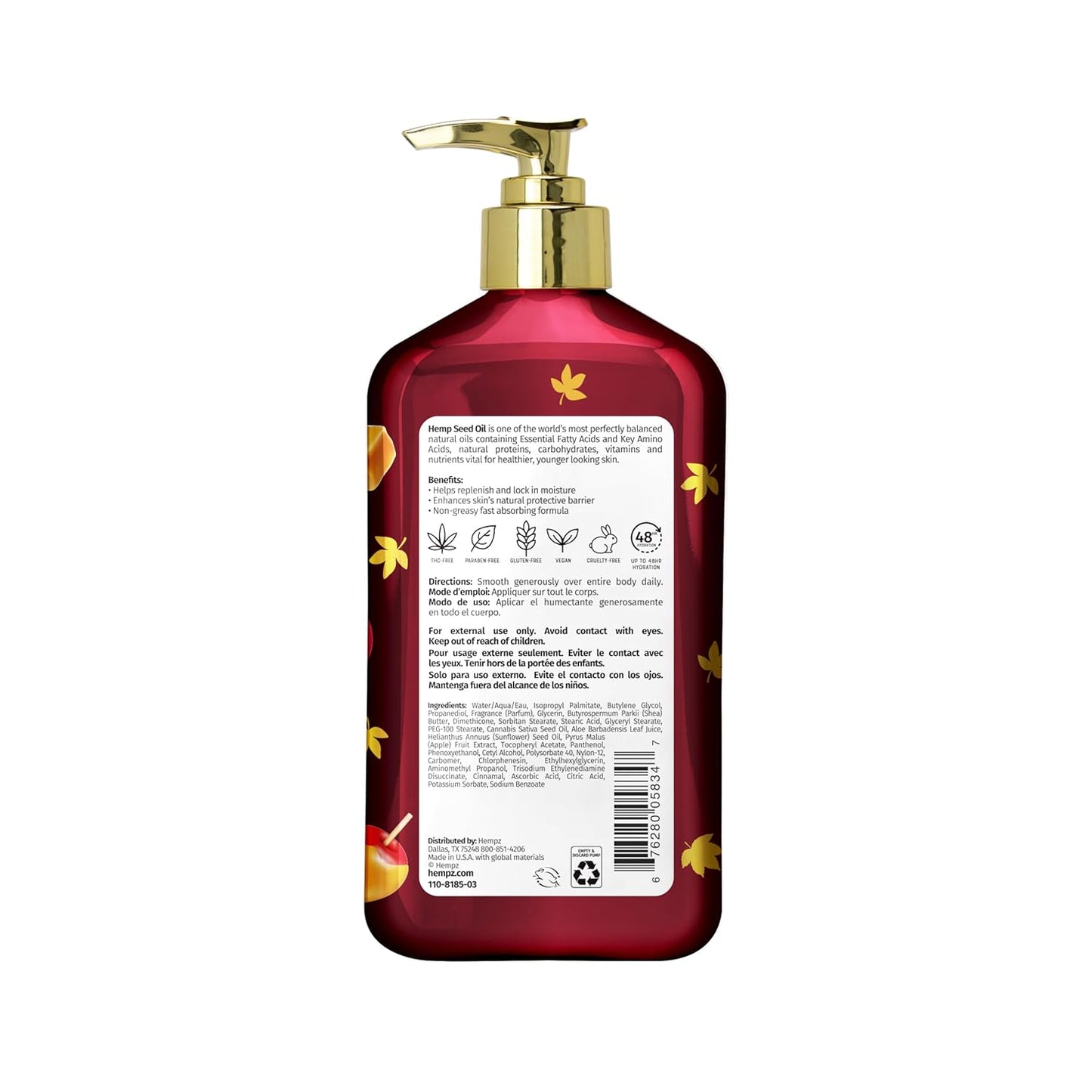 Hempz Fall Body Lotion 2-Pack – Pumpkin Pie & Caramel Apple Moisturizers, 17 Oz Duo | Seasonal Skincare & Gift Set