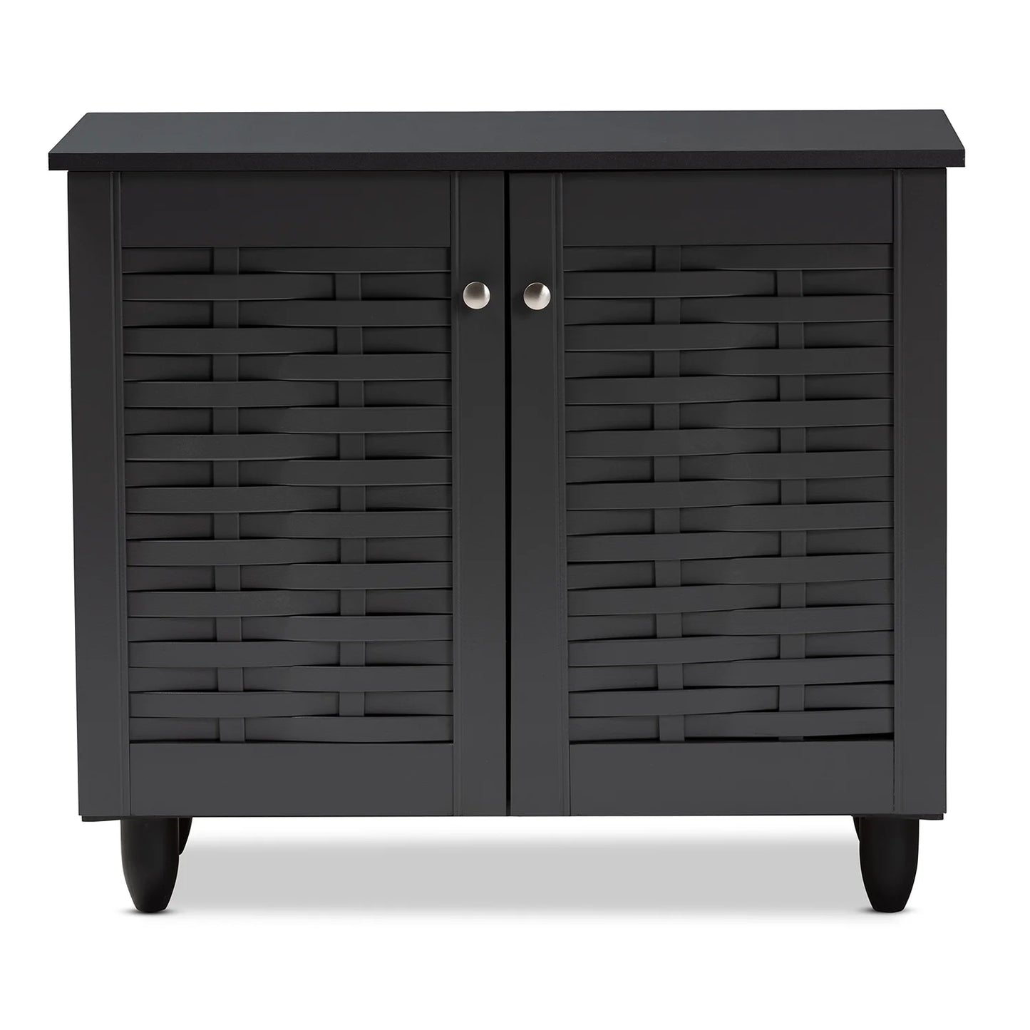 Winda Modern Dark Gray Wooden Storage Cabinet | 2-Door Contemporary Entryway Organizer