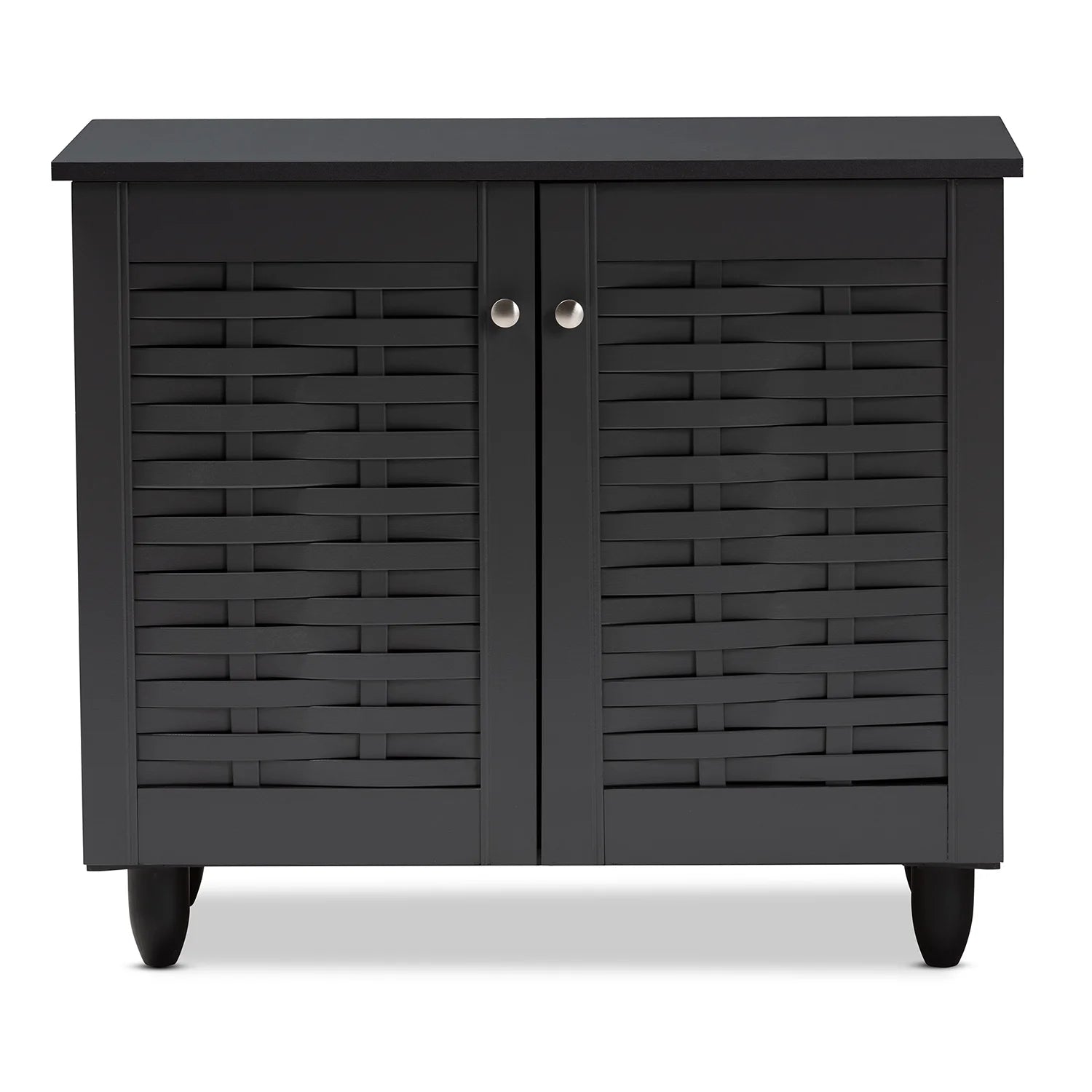Winda Modern Dark Gray Wooden Storage Cabinet | 2-Door Contemporary Entryway Organizer