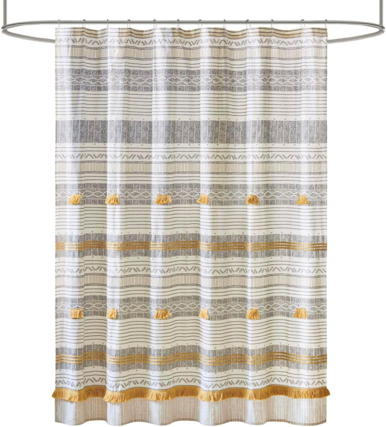 Imani Tufted Chenille Cotton Shower Curtain | 72x72" Ivory Modern Bathroom Décor, Machine Washable
