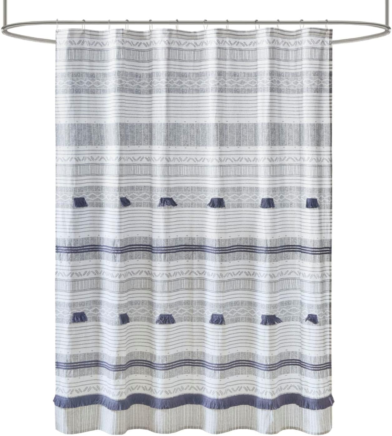 Imani Tufted Chenille Cotton Shower Curtain | 72x72" Ivory Modern Bathroom Décor, Machine Washable
