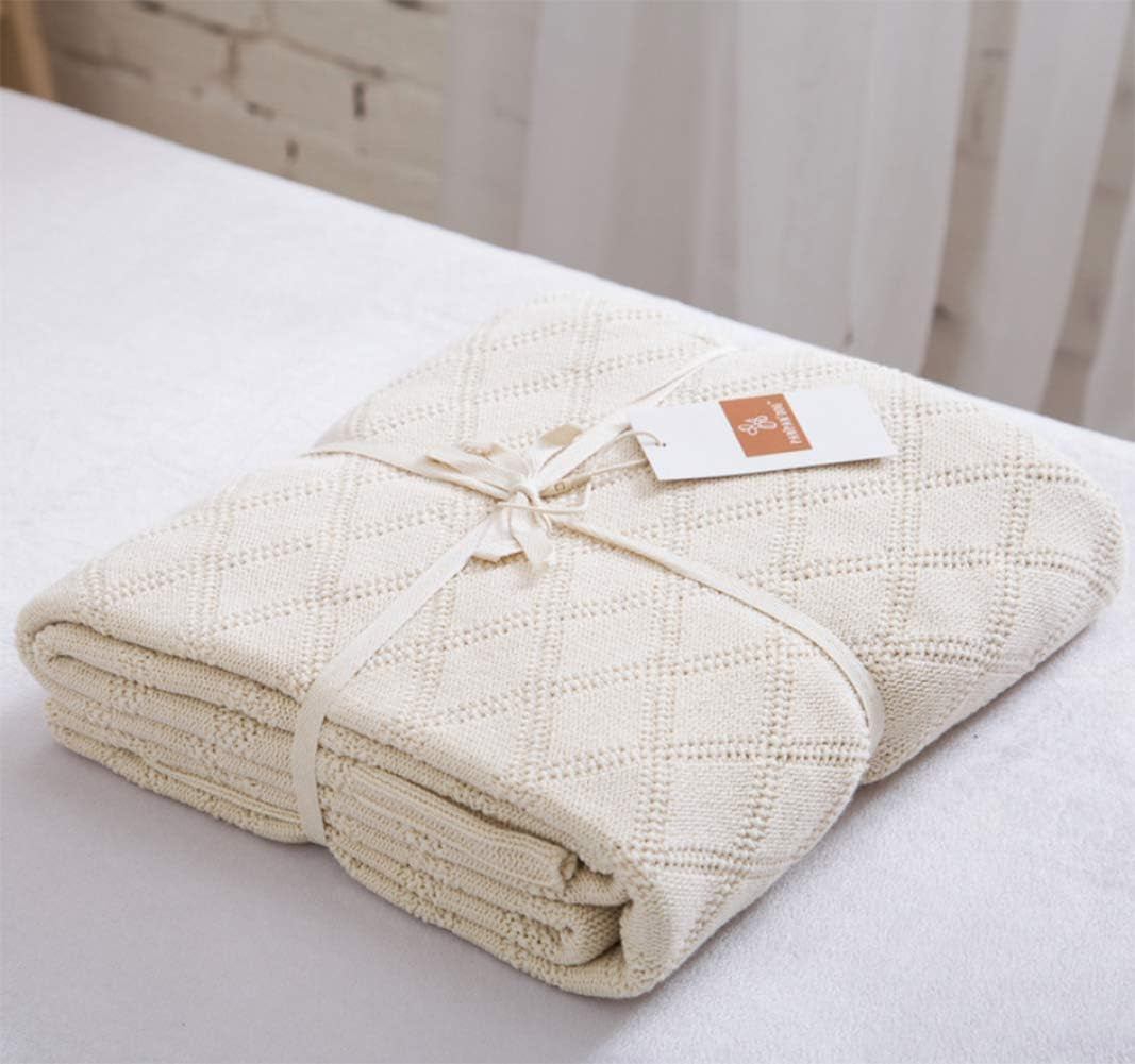 Charcoal Grey Cotton Throw Blanket for Couch Sofa Bed - Home Decorative Soft Cozy Sweater Fall Cable Knit Blankets -Dark Gray 2.2 Pounds 50 X 60 Inch