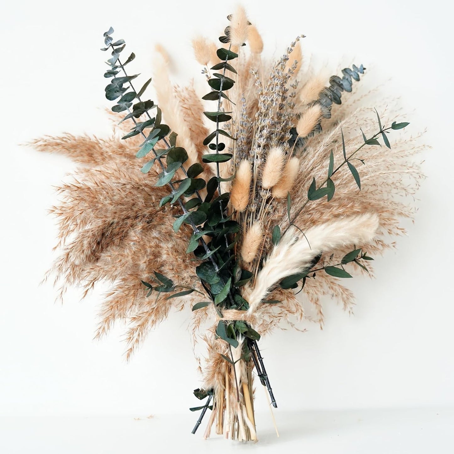 Green Pampas Grass Boho Bouquet | Lavender & Eucalyptus Dried Flowers Home, Bedroom & Wedding Décor