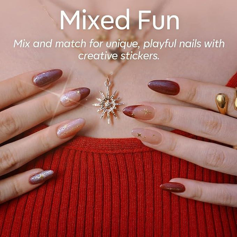 [New Product Sale]Modelones 14Pcs 4 Colors Gel Nail Polish Kit with UV Light, Base&Top Coat and Stickers, Mini Salon at Home, Cat Eye Gel Nail Polish, Jelly Light Pink Manicure Set, Fall Nails, DIY Nail at Home, Budget Friendly Gift