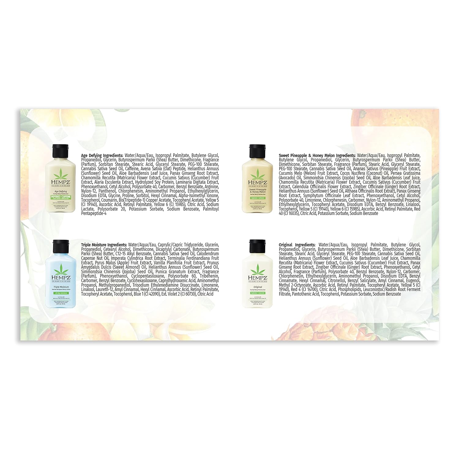 Hempz Everyday Favorites 4-Piece Mini Lotion Gift Set |Travel Size Moisturizing Body Lotion