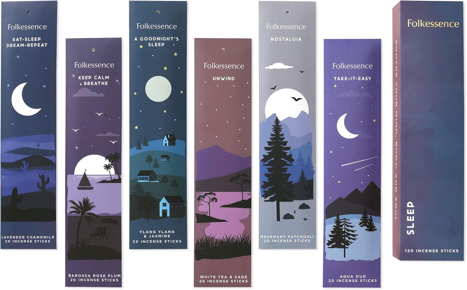 Incense Sticks Set of 6 | 120 Long-Lasting Natural Fragrance Sticks Variety Pack