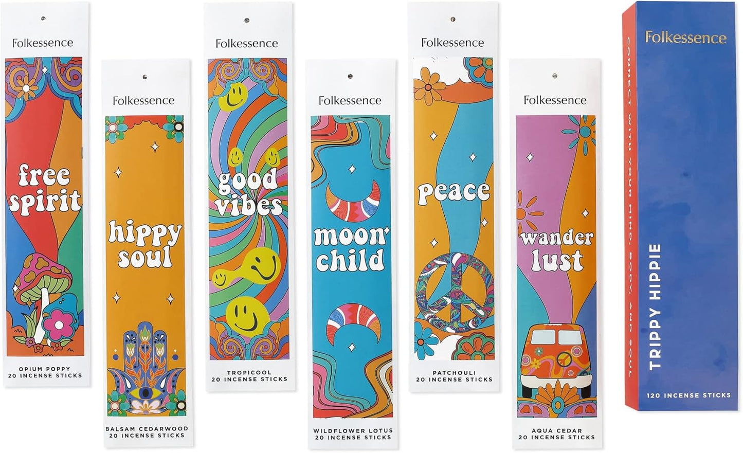 Incense Sticks Set of 6 | 120 Long-Lasting Natural Fragrance Sticks Variety Pack