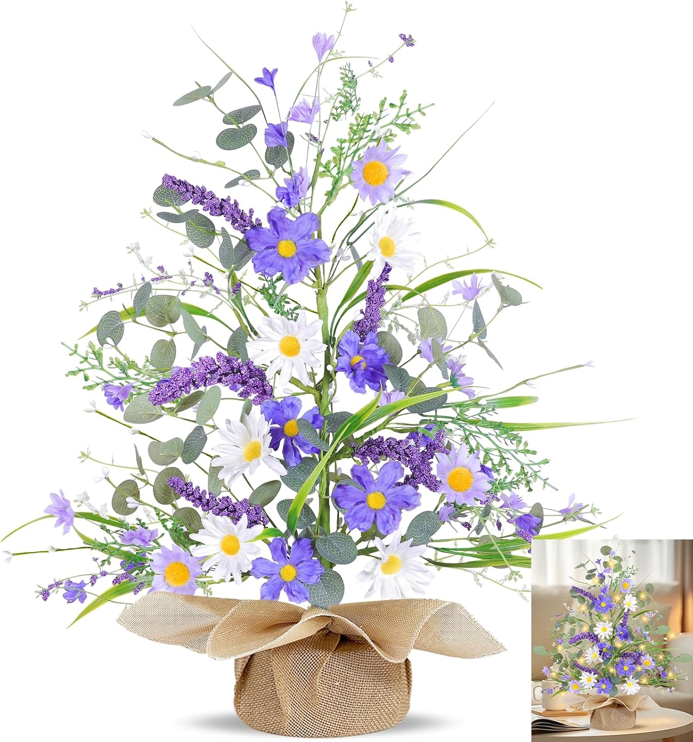 2-Pack Lighted Fall Maple Trees with Timer – 11-Inch Tabletop Autumn Decorations, 20 LED Battery Operated |  Décor