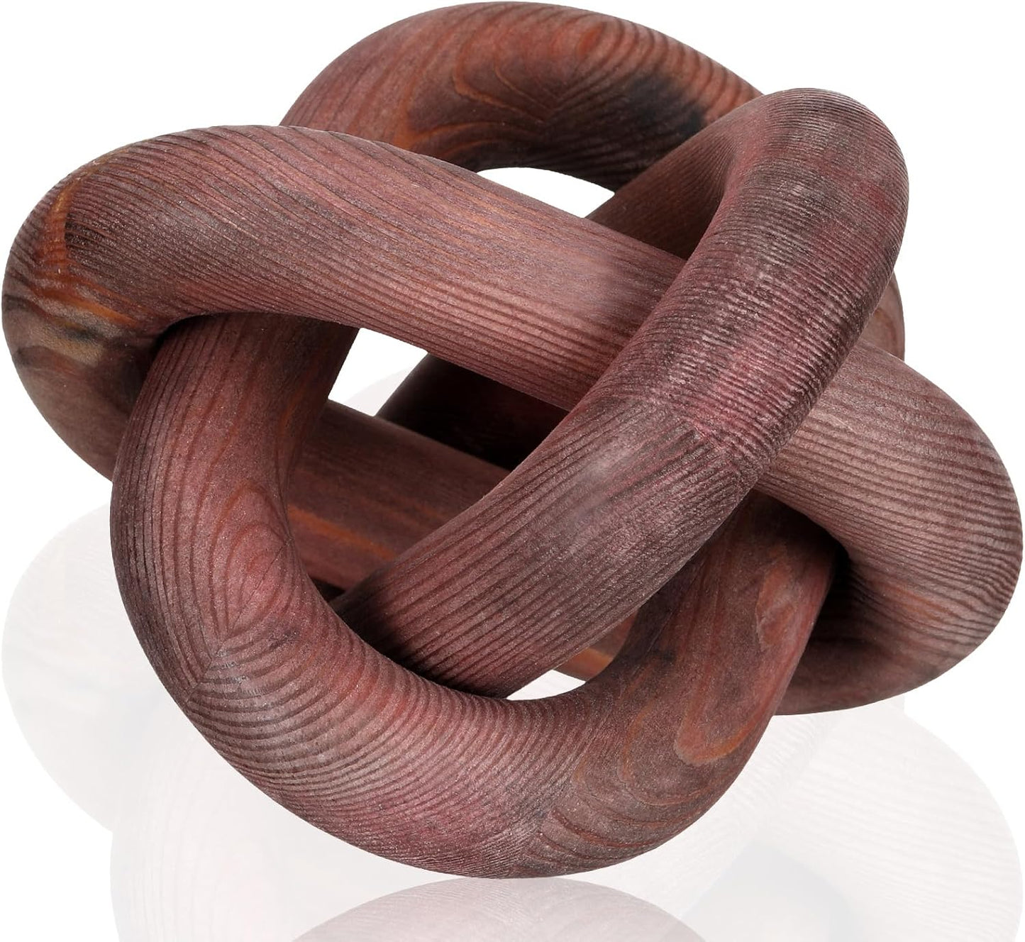 3 Link Wood Knot Decor | Hand-Carved Boho Coffee Table & Shelf Decoration, Rustic Modern Home Accent