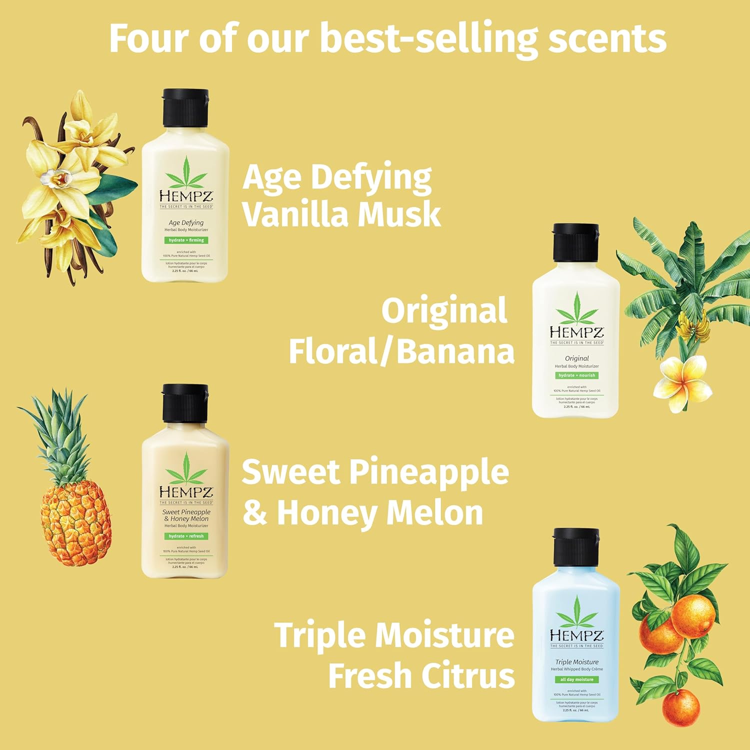 Hempz Everyday Favorites 4-Piece Mini Lotion Gift Set |Travel Size Moisturizing Body Lotion