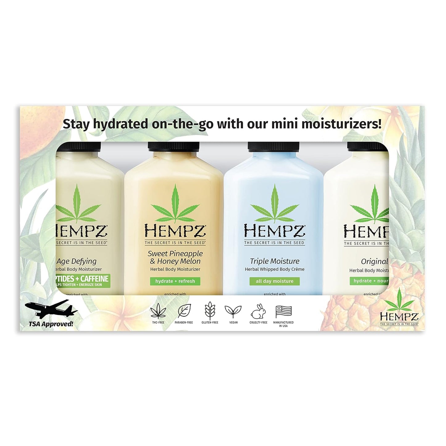 Hempz Everyday Favorites 4-Piece Mini Lotion Gift Set |Travel Size Moisturizing Body Lotion