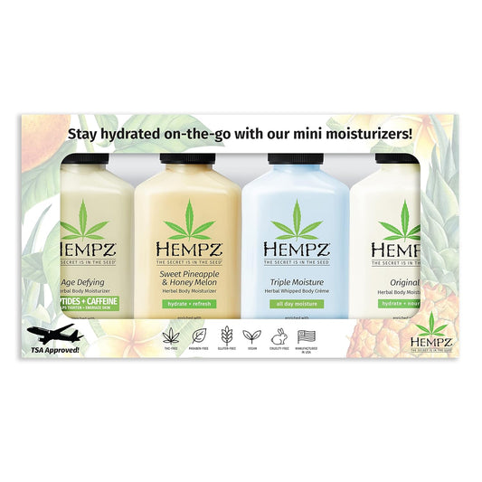 Hempz Everyday Favorites 4-Piece Mini Lotion Gift Set |Travel Size Moisturizing Body Lotion