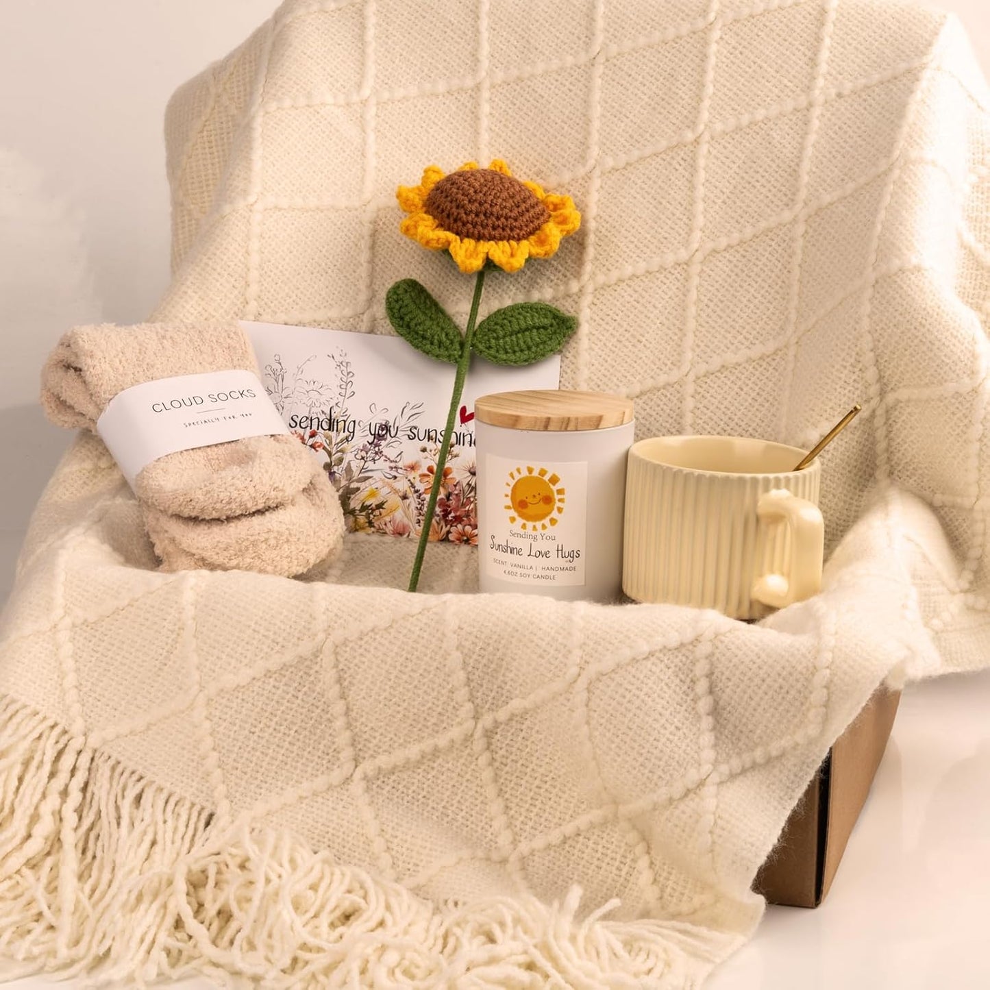 Sunflower Gift Basket for Women | Unique Birthday, Get Well Soon & Thinking of You Care Package