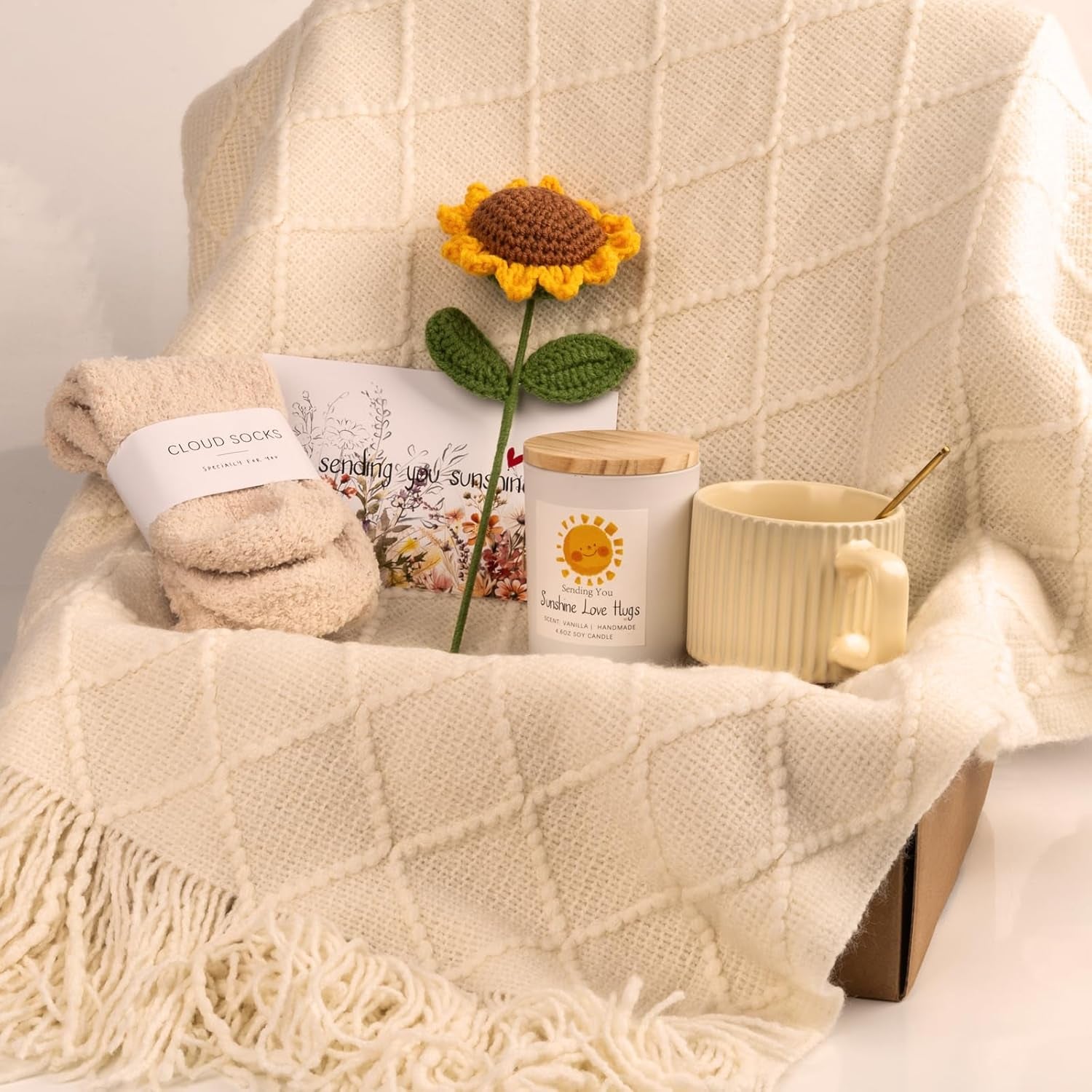 Sunflower Gift Basket for Women | Unique Birthday, Get Well Soon & Thinking of You Care Package