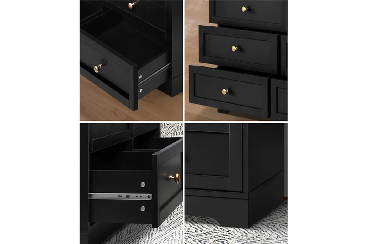 Black 6-Drawer Chest | Bedroom & Living Room Storage Dresser