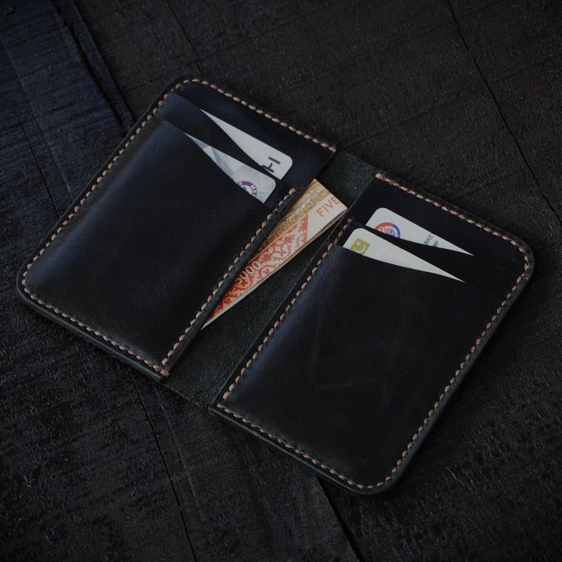 Men’S Handmade Full Grain Leather Wallet Slim Wallet Bifold, Compact and Durable Genuine Leather Card Holder for Everyday Use – Stylish, Fits Front Pocket, Ideal Gift for Him – Black Color