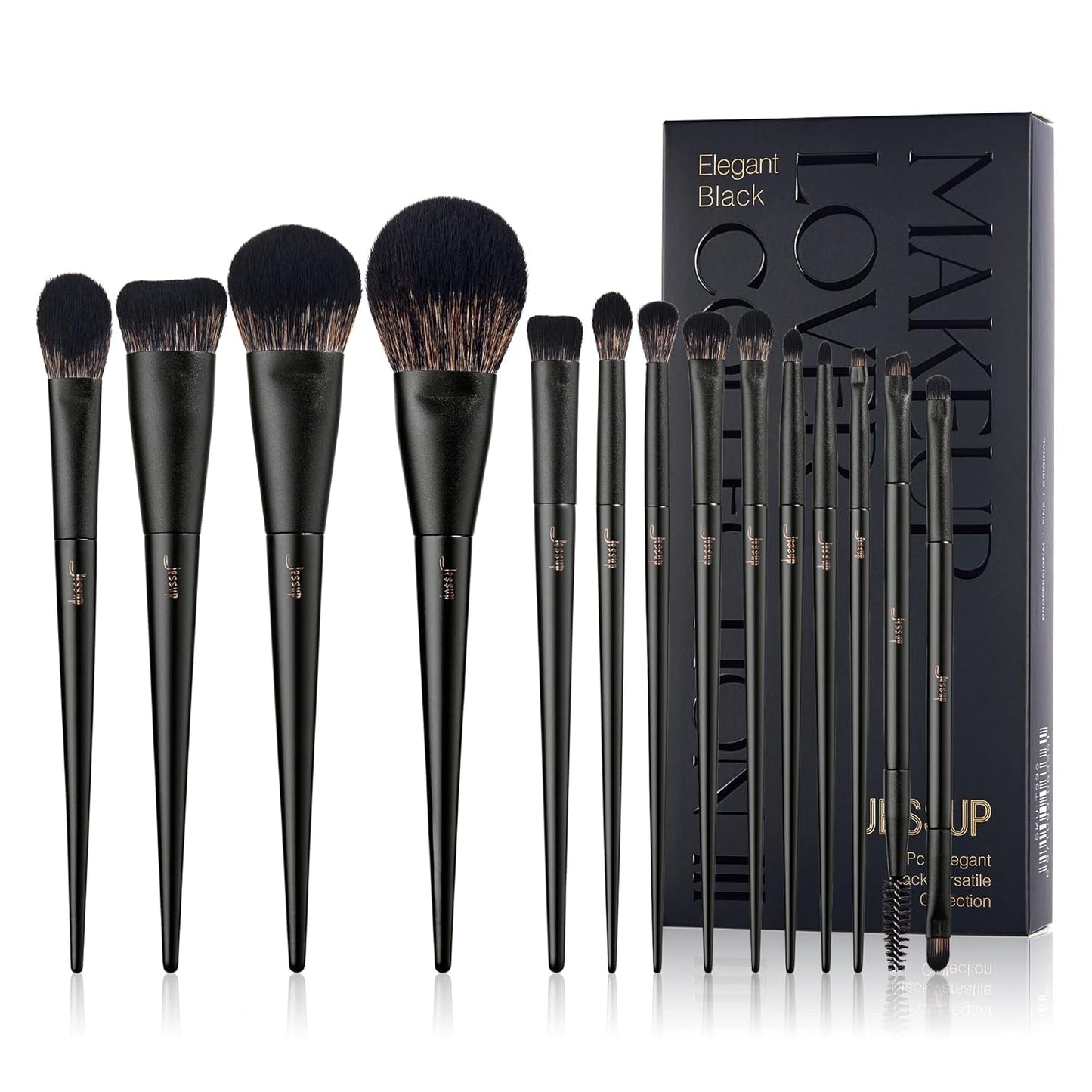 14-Piece Makeup Brush Set – Premium Synthetic Brushes for Foundation, Contour, Blush, Eyeshadow & Blending, Light Grey