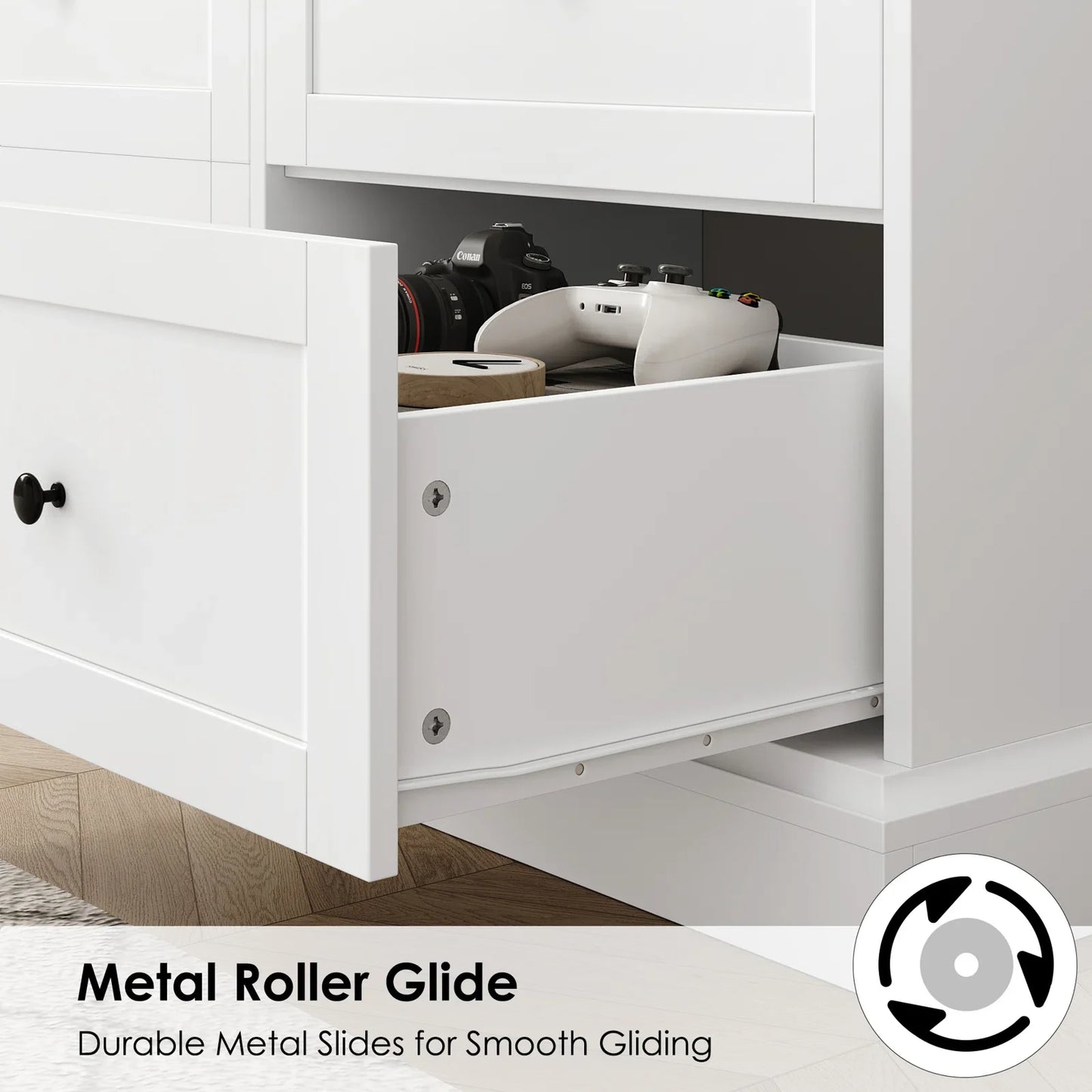 White 6-Drawer Double Dresser | 42.5" Wide Wooden Bedroom Chest of Drawers