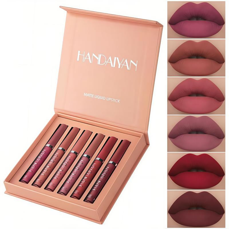 6 Counts Waterproof Long-Lasting Matte Lipstickset Easily Tinted and Moisturizing Lipsticks Suitable for All Occasions Lip Makeup Matte Lipgloss Lipstick Pearls Girls and Women Makeup Accessories Cosmetic Glossy
