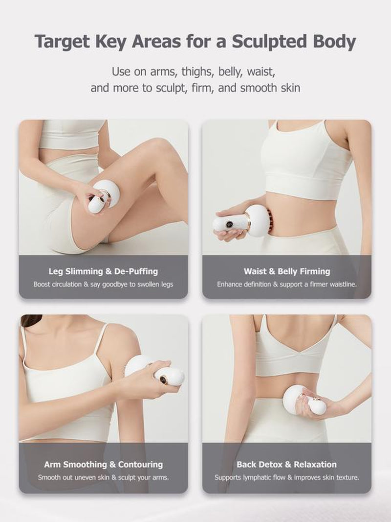 Handheld Body Massager for Legs & Belly - Lymphatic Drainage & anti Cellulite Tool with Heat, Vibration - Electric Sculpting Machine Reduces Stretch Marks + Cellulite White Detox Gift