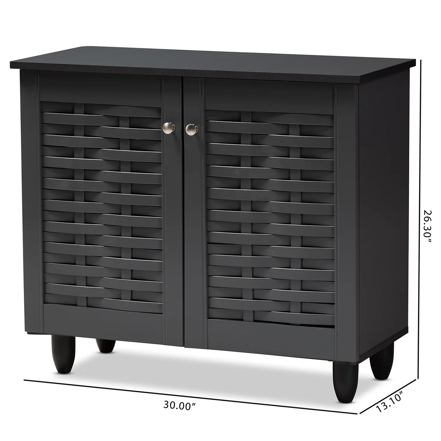 Winda Modern Dark Gray Wooden Storage Cabinet | 2-Door Contemporary Entryway Organizer
