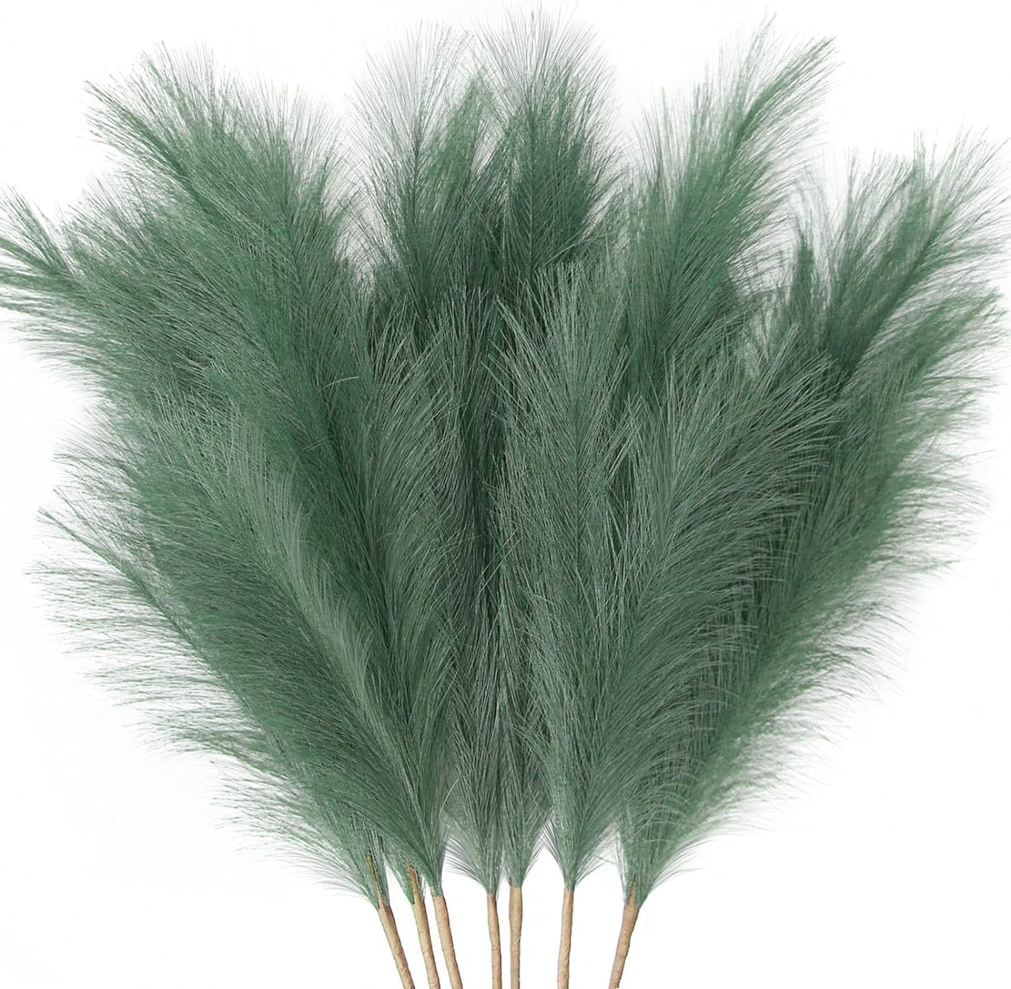 7-Pcs 38"/3.1FT Faux Pampas Grass Large Tall Fluffy Artificial Fake Flower Boho Decor Bulrush Reed Grass for Vase Filler Farmhouse Home Wedding Decor (Green)