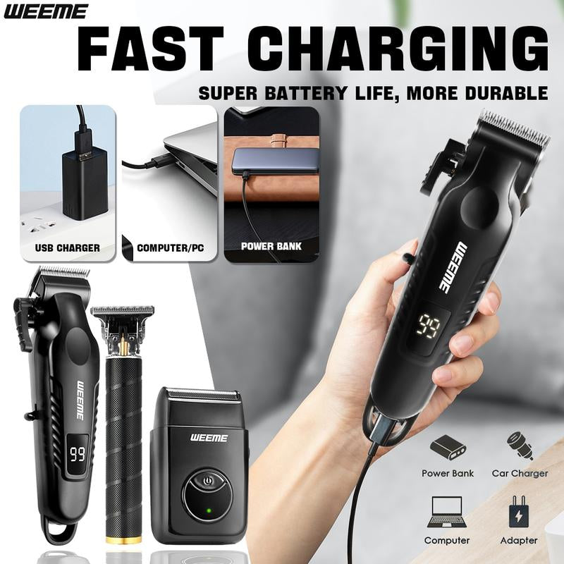 Professional Men'S Electric Shaver, Built-In Rechargeable Battery, T-Head Trimmer, Rechargeable Shaver Machine USB Charging, Perfect Gift for Him, Shaver Set