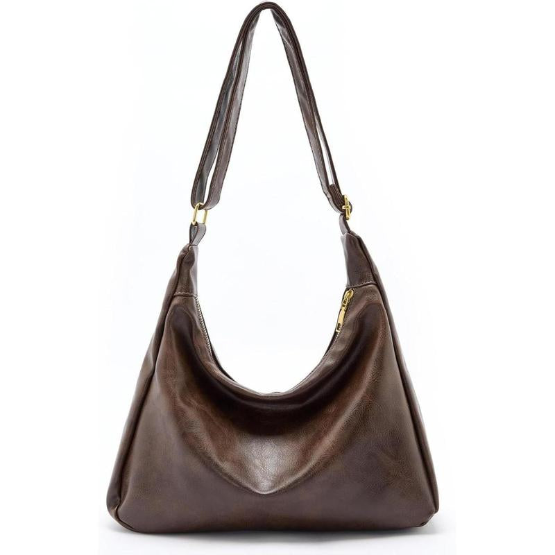 Hobo Bags for Women, Ultra Soft Foldable Vegan Leather Shoulder Handbag, Stylish Slouchy Tote Purses