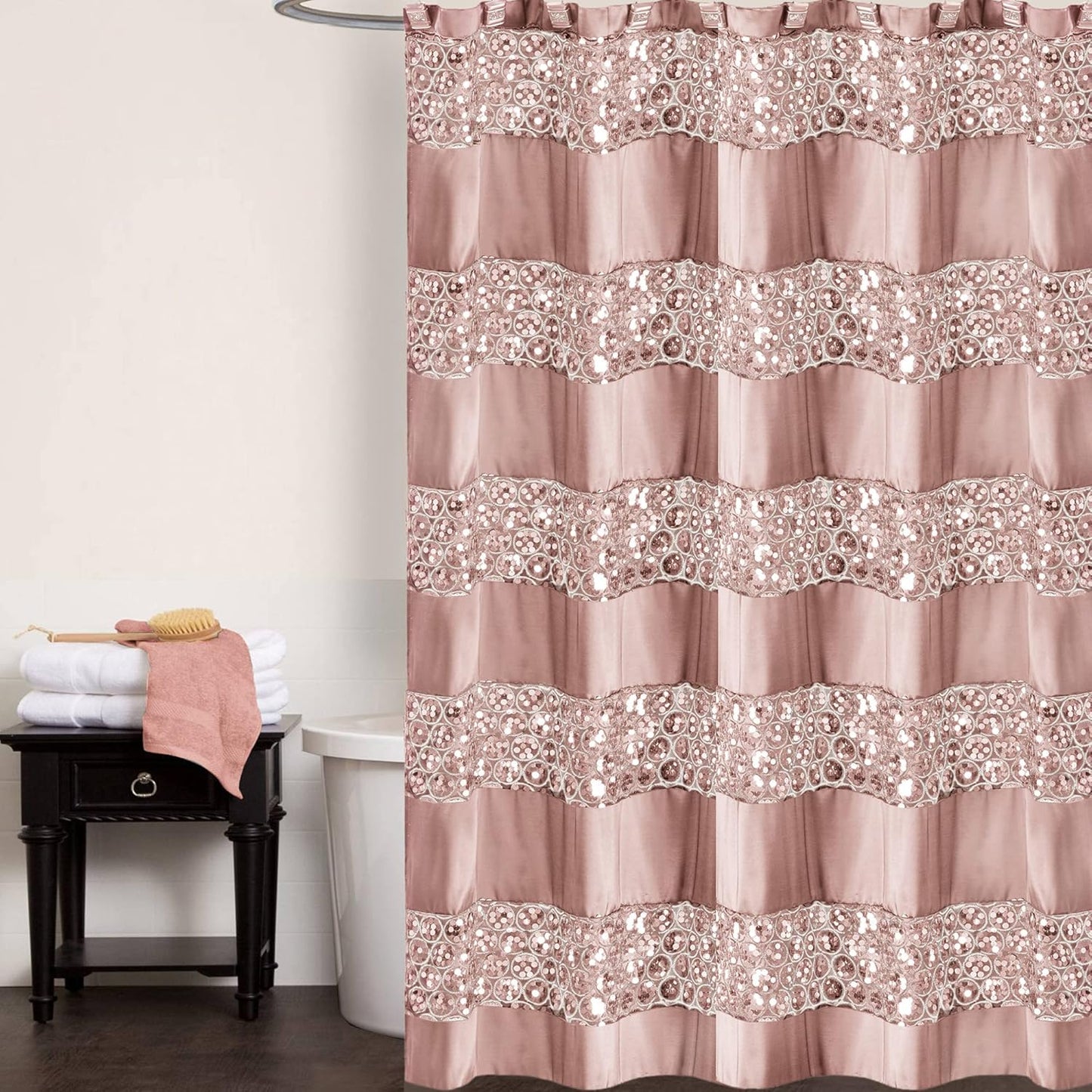 Sinatra Collection Shower Curtain | Blush Pink Modern Bathroom Décor