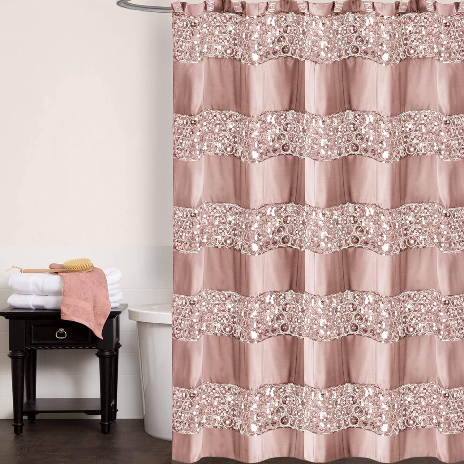 Sinatra Collection Shower Curtain | Blush Pink Modern Bathroom Décor