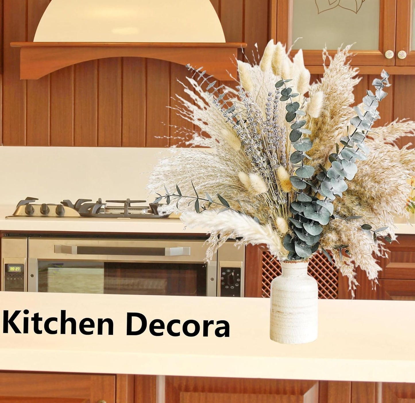 Green Pampas Grass Boho Bouquet | Lavender & Eucalyptus Dried Flowers Home, Bedroom & Wedding Décor