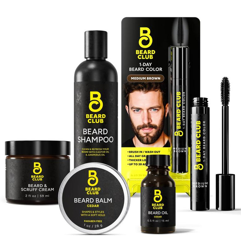 Beard Club One-Day Beard & Eyebrow Color - Available in Four Colors and Four Sizes - Temporary Color for Beard and Eyebrows, Covers Greys, Fills in Patches, and Enhances Volume - 30 Applications per Tube