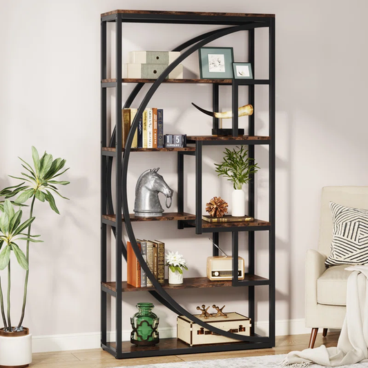 Pharr Geometric Bookcase | Modern Multi-Tier Display Shelf
