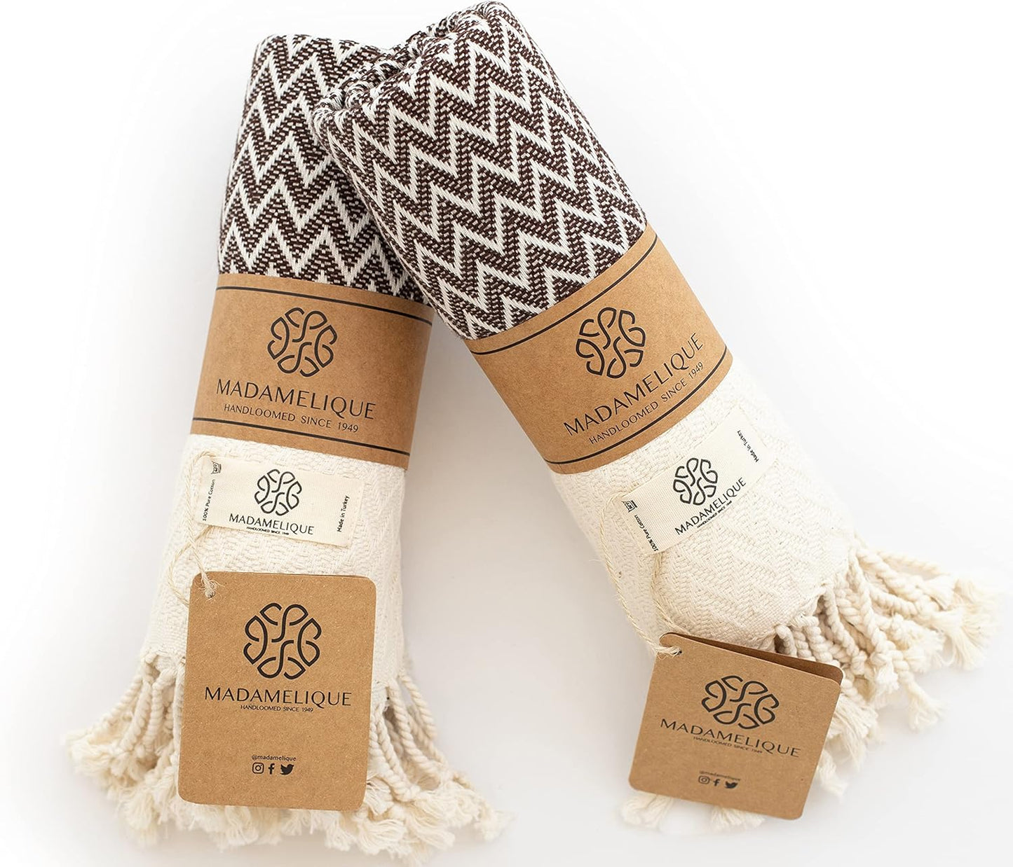 Exclusive Hand Towels Set of 2-18 X 40 Inches - Decorative Bathroom Peshtemal Towel for Hand, Face, Hair, Yoga, Tea, Dishcloth, Kitchen and Bath - 100% Pure Cotton (Beige)