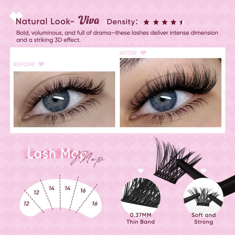 OKAYLOVE Lash Clusters Kit with Long-Lasting Lash Bond and Seal,Tweezers and Remover for DIY Eyelash at Home for Natural Makeup