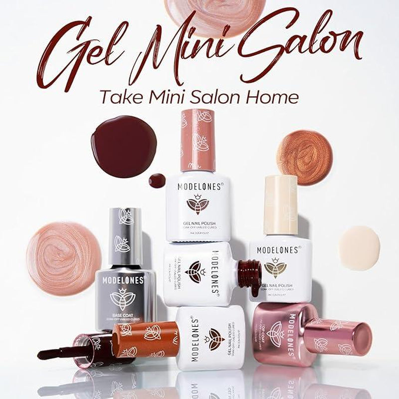 [New Product Sale]Modelones 14Pcs 4 Colors Gel Nail Polish Kit with UV Light, Base&Top Coat and Stickers, Mini Salon at Home, Cat Eye Gel Nail Polish, Jelly Light Pink Manicure Set, Fall Nails, DIY Nail at Home, Budget Friendly Gift