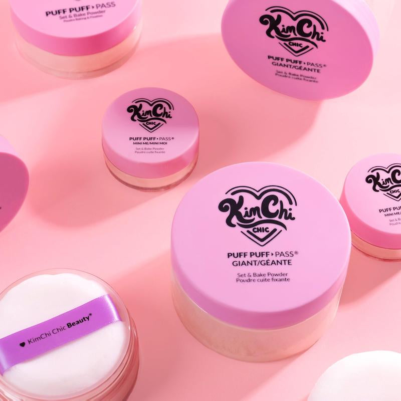 Kimchi Chic Beauty GIANT Puff Puff Pass Set & Bake Powder with Rice Powder & Vitamin-E, Lightweight & Translucent Makeup