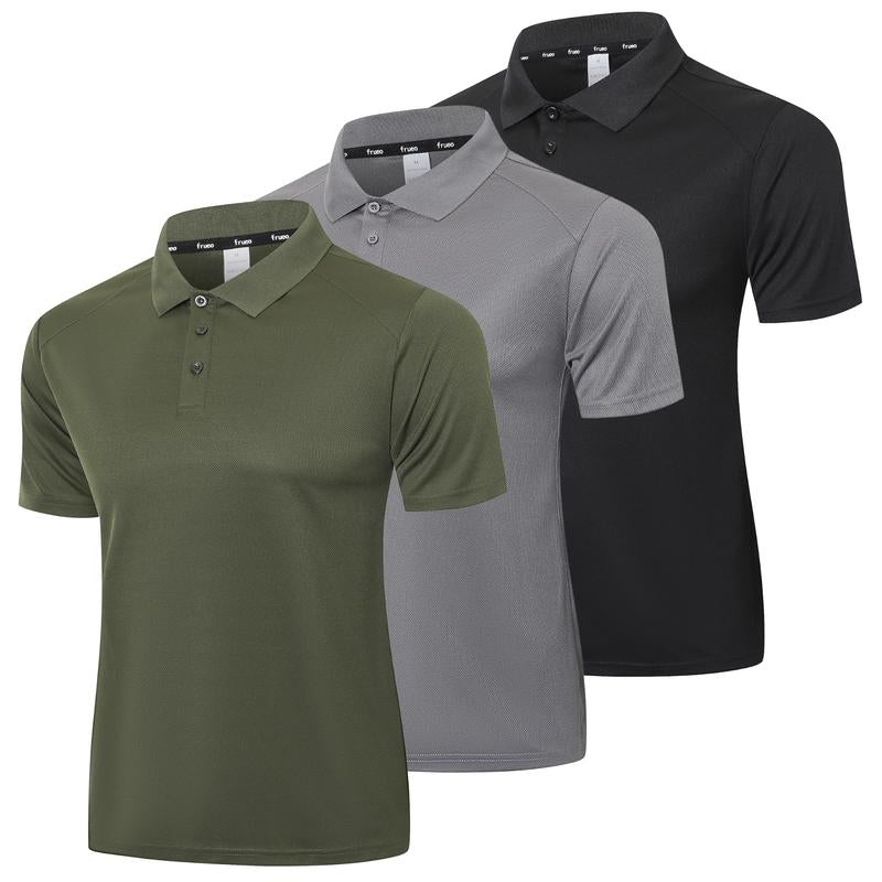 3/5 Pack Mens Polo Shirts Quick Dry Short Sleeve Golf T Shirt Performance Moisture Wicking Summer Casual Workout Tops