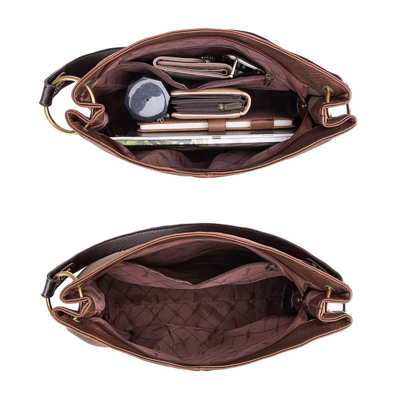 Wrangler Cow Print Hobo Bag Vegan Leather for Woman with Wide Guitar Strap