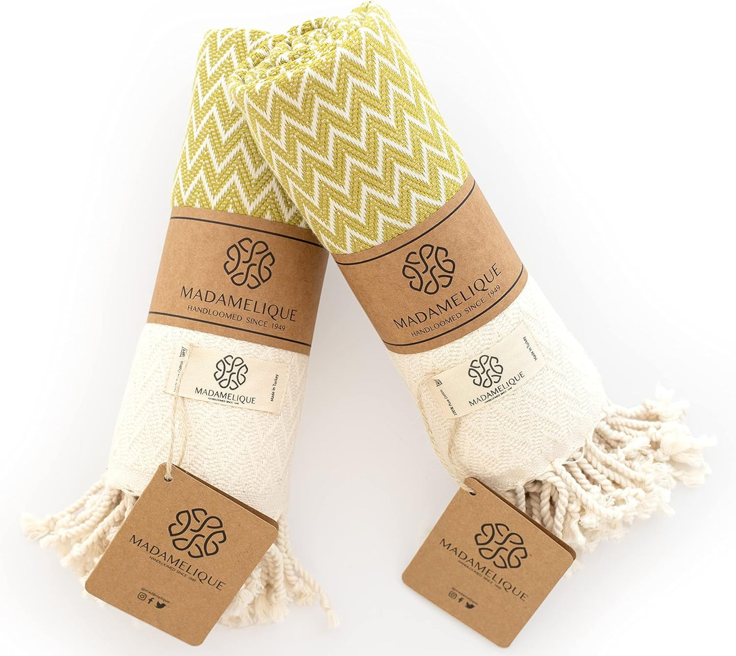 Exclusive Hand Towels Set of 2-18 X 40 Inches - Decorative Bathroom Peshtemal Towel for Hand, Face, Hair, Yoga, Tea, Dishcloth, Kitchen and Bath - 100% Pure Cotton (Beige)