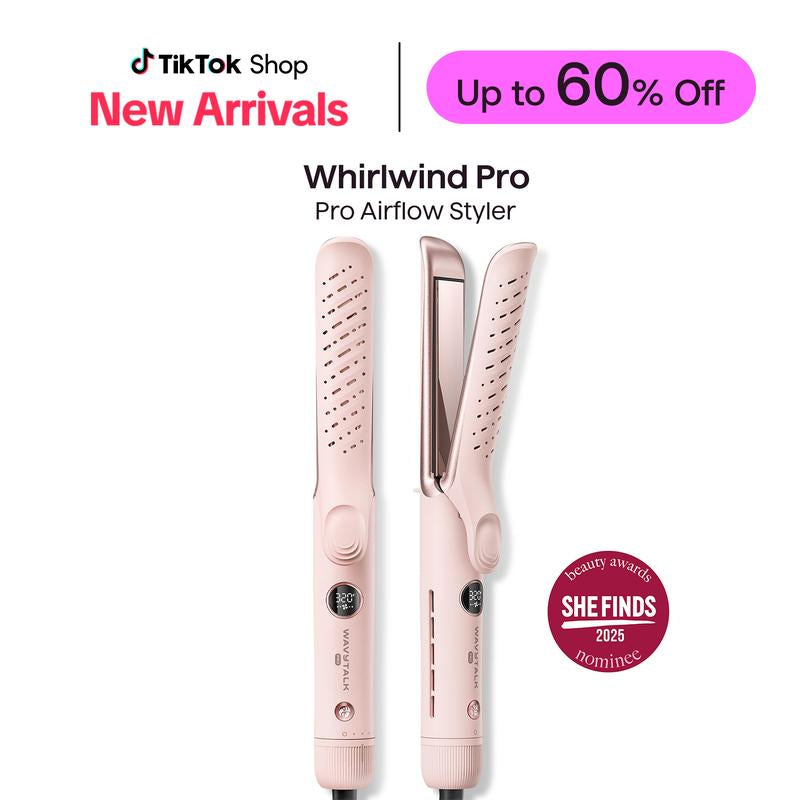 Wavytalk Whirlwind Curl, 360° Airflow Styler with 3 Air Modes & LED Display, 2-In-1 Hair Straightener and Curler with Cooling Air Vents to Lock in Style