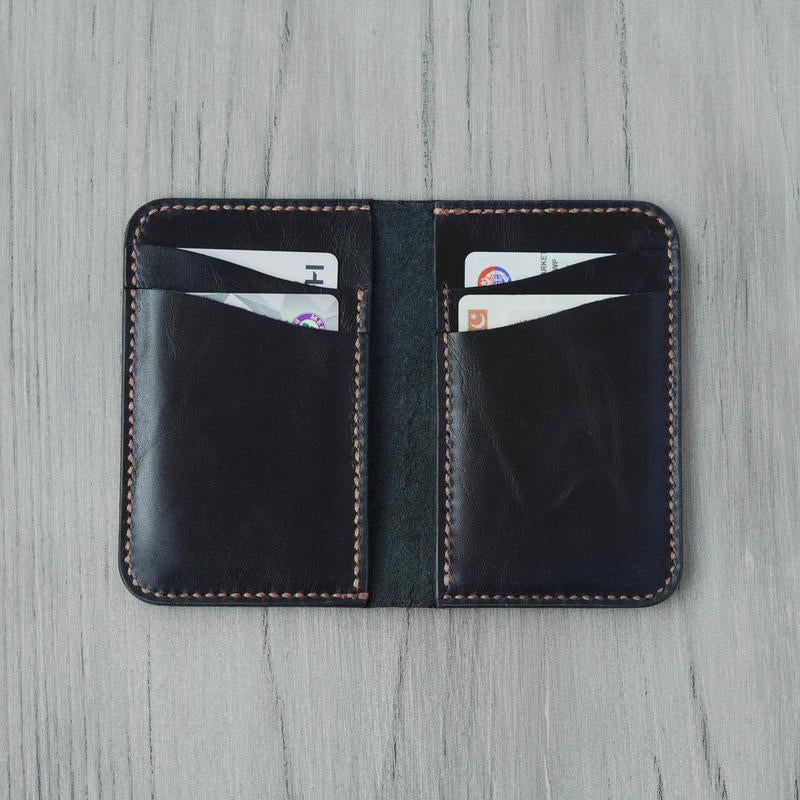 Men’S Handmade Full Grain Leather Wallet Slim Wallet Bifold, Compact and Durable Genuine Leather Card Holder for Everyday Use – Stylish, Fits Front Pocket, Ideal Gift for Him – Black Color