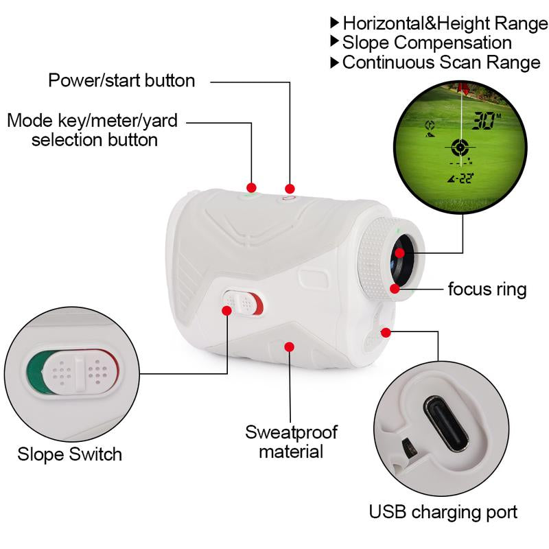 Aetronix Golf Rangefinder with Ramp, 1640 Yard Golf Rangefinder, Golf Laser Rangefinder, 7X Magnification, High Accuracy Flagstick Lock Vibration, Fast Focusing, Gifts for Men, Hunt Equipment Golf Rangefinder Golf Gadgets Golf Accessories